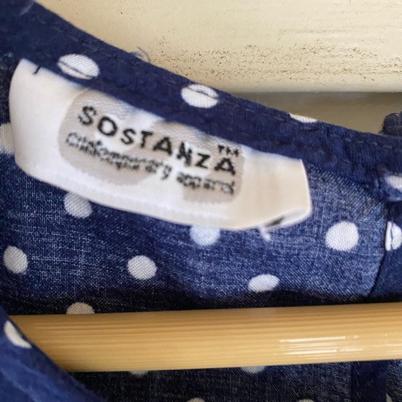 Vintage 80s navy white polka dot shift dress - Picture 3 of 6